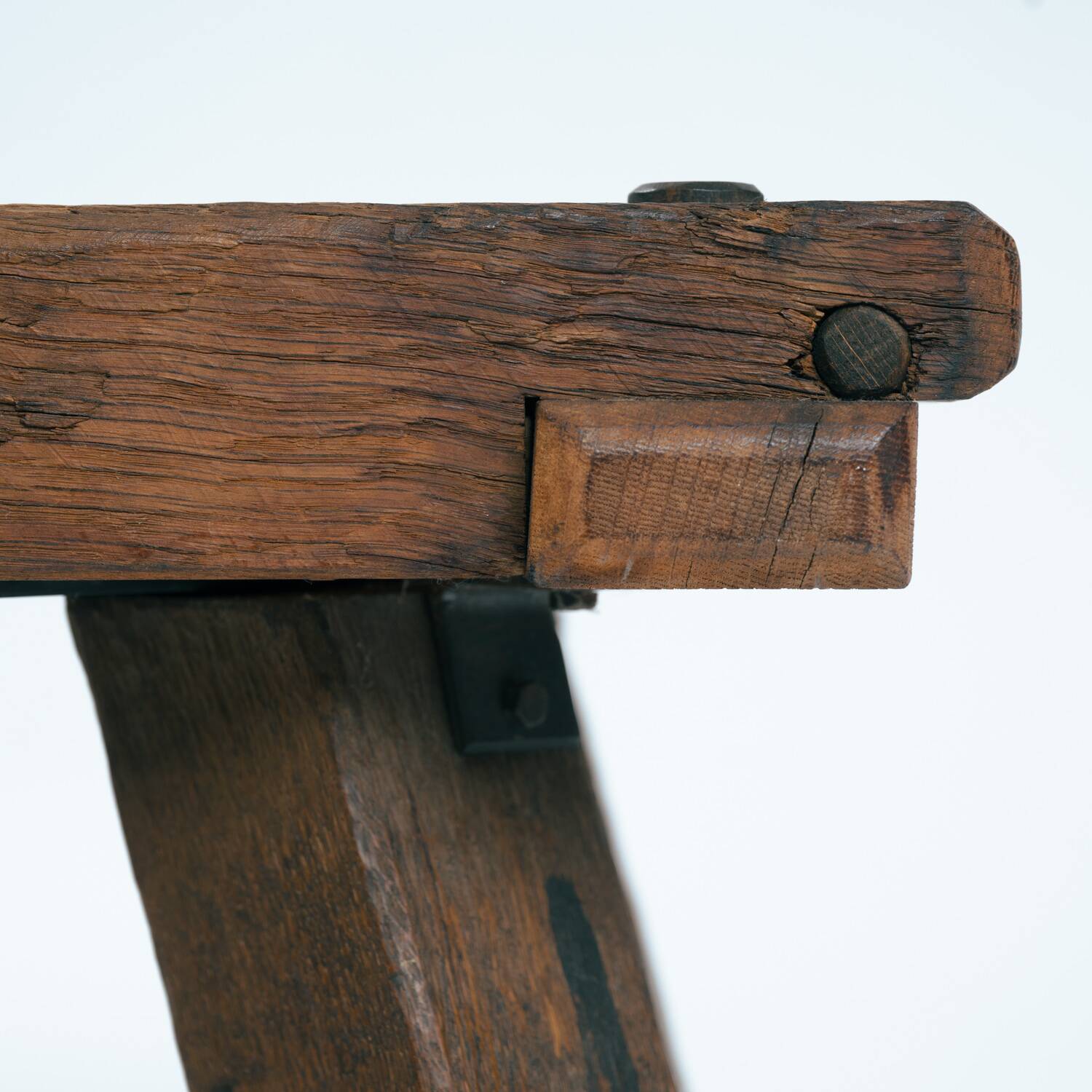 Brutalist copper and oak coffee or side table, 1970s
