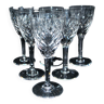 Saint-louis série de 6 verres à pied chantilly en cristal taillé signé 14cm