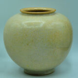 Vase boule coloquinte grés émaillé signé LL à identifier design contemporain