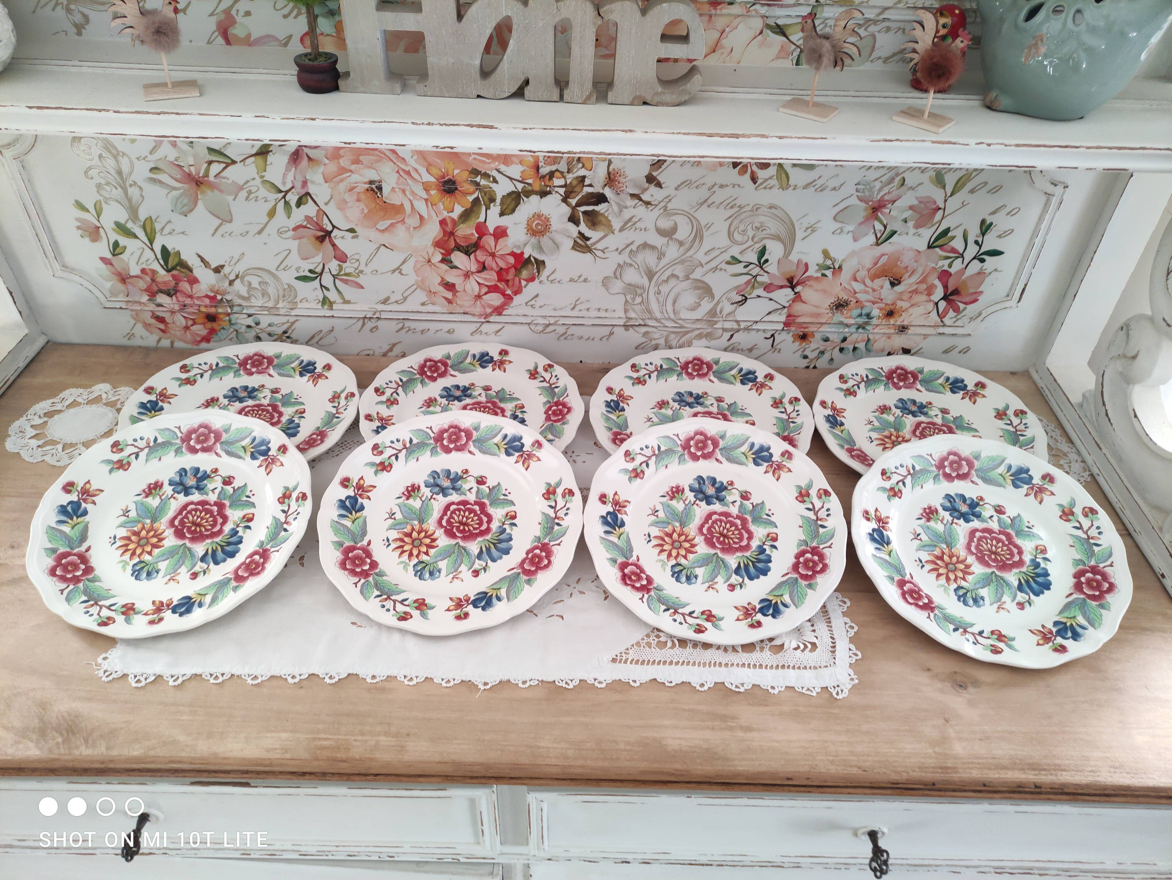 Set of 8 flat plates Sarreguemines model Vence