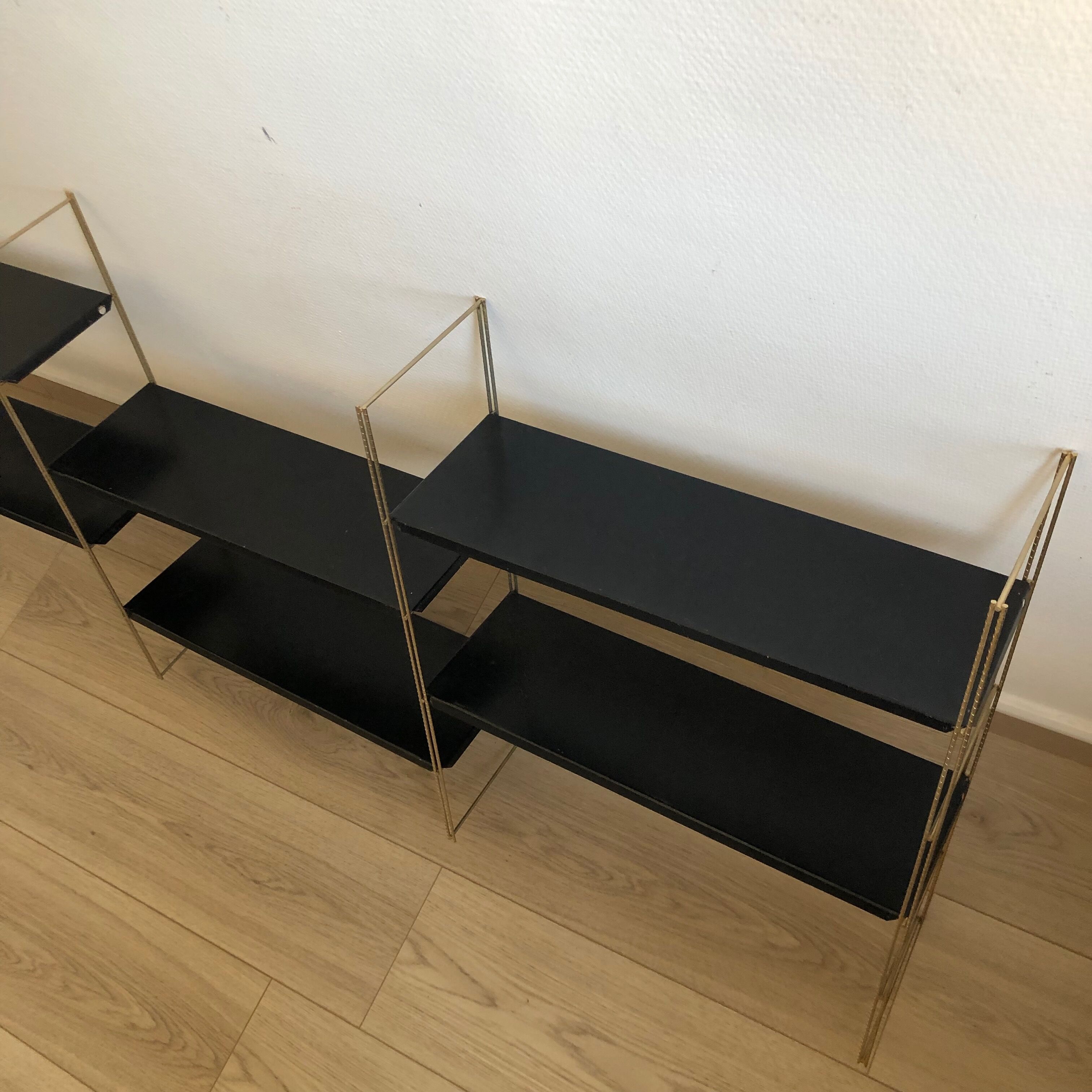 Vintage gold black string shelf 1960 144x60cm