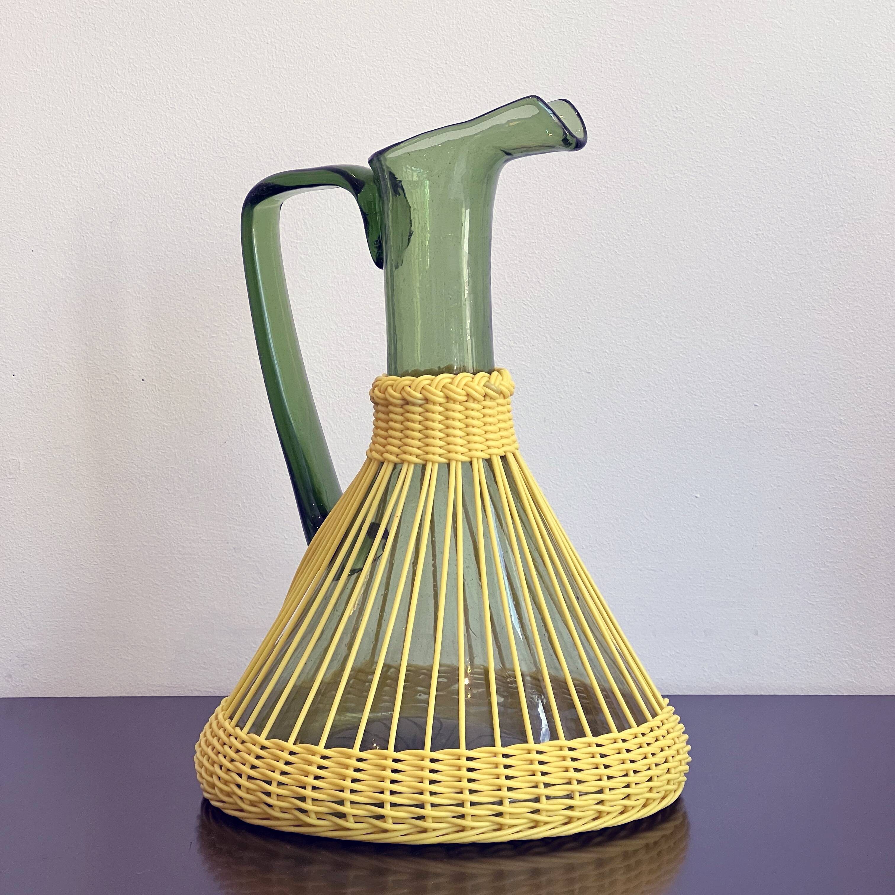 Pitcher blown glass and scoubidou threads