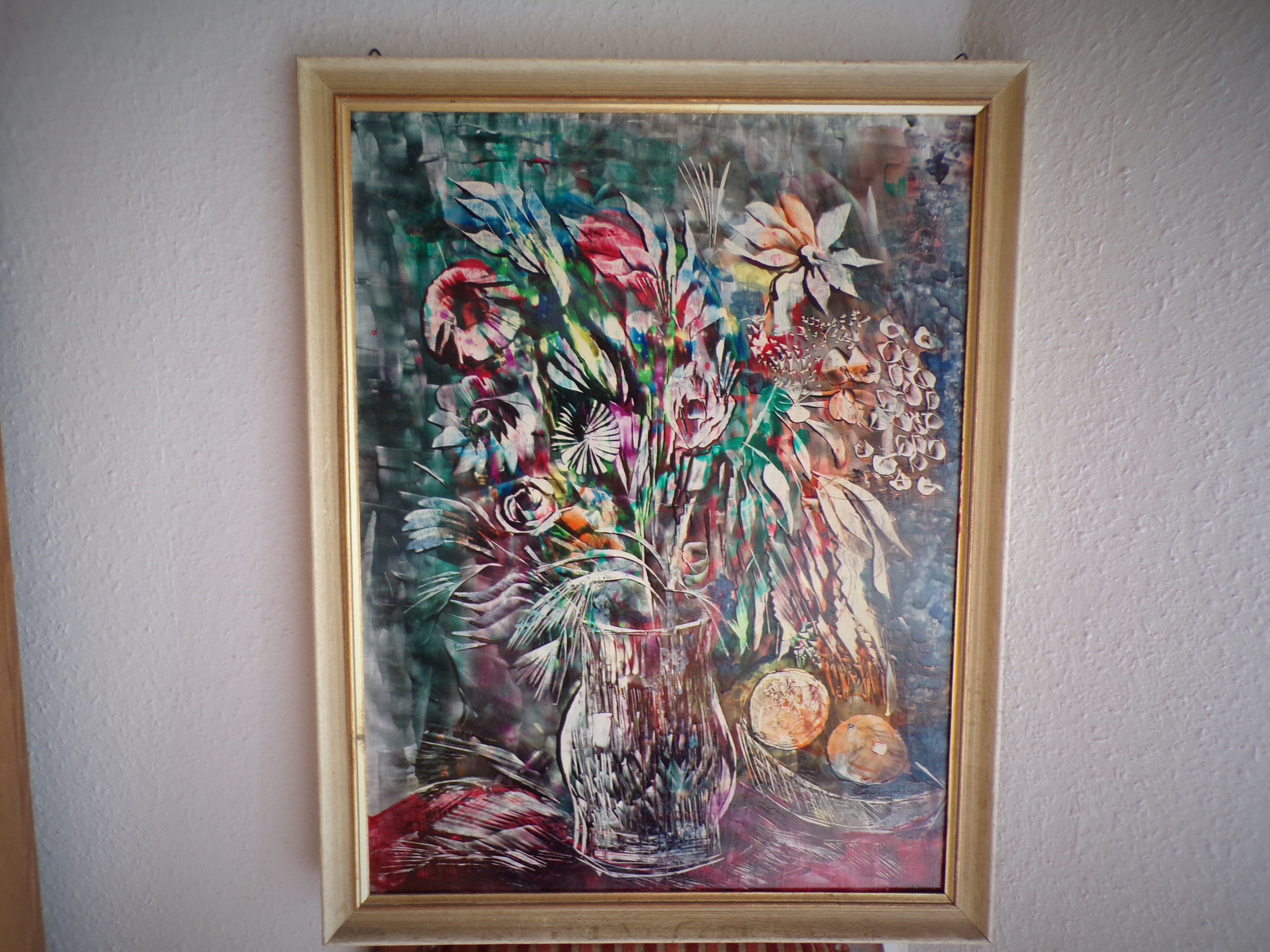 Painting, still life with wild flowers, signed, 70s