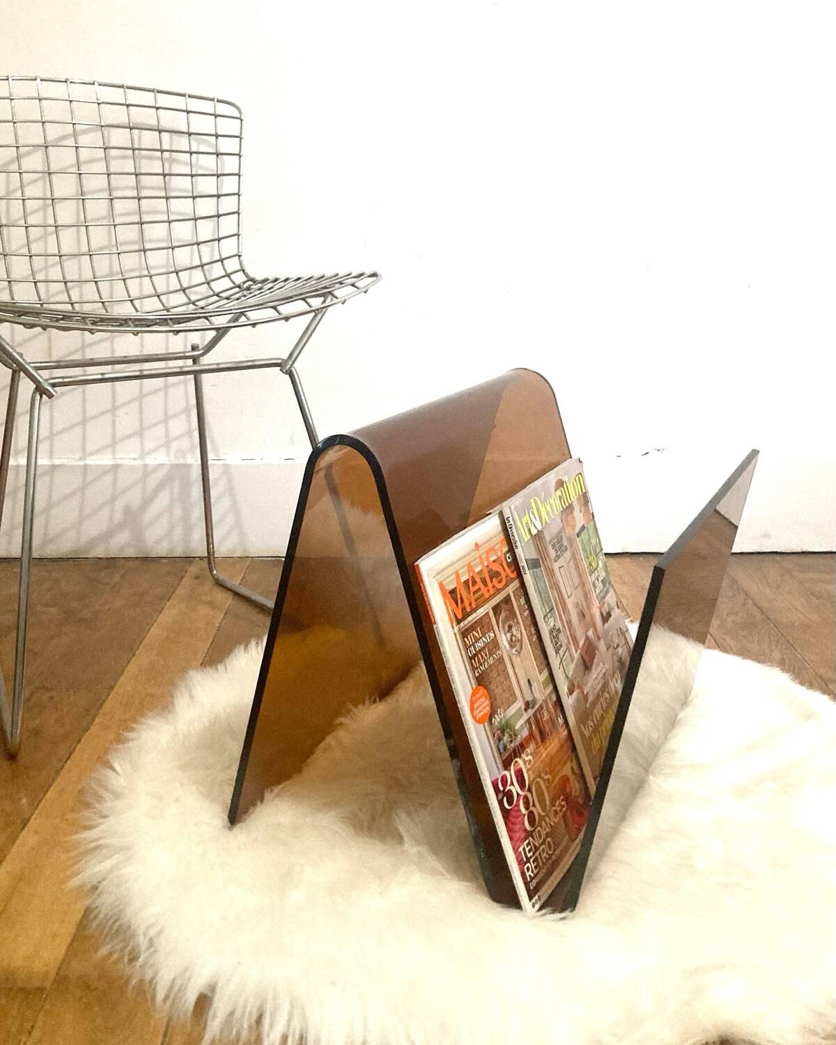 Smoked Plexiglas magazine holder Michel Dumas