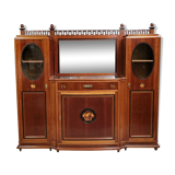 Ecole de Nancy : Grand buffet bibliothèque époque Art Nouveau en acajou