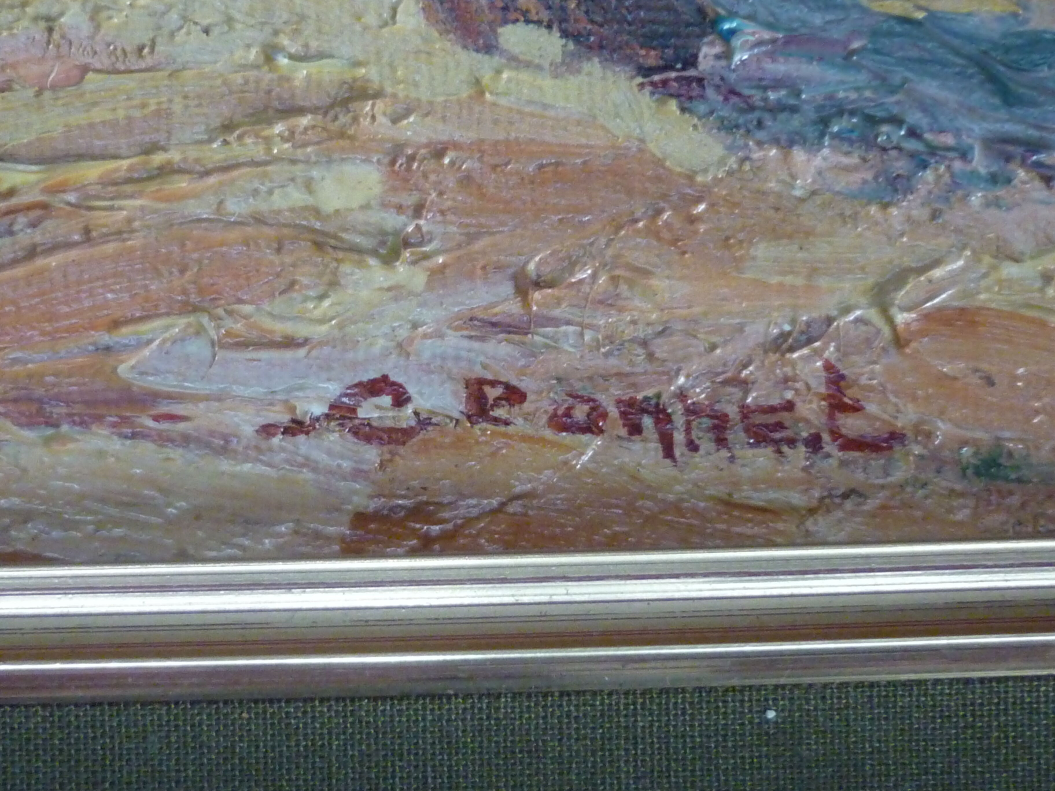 Tablau painting with seaside oil signed