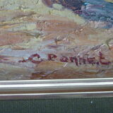 Tablau painting with seaside oil signed