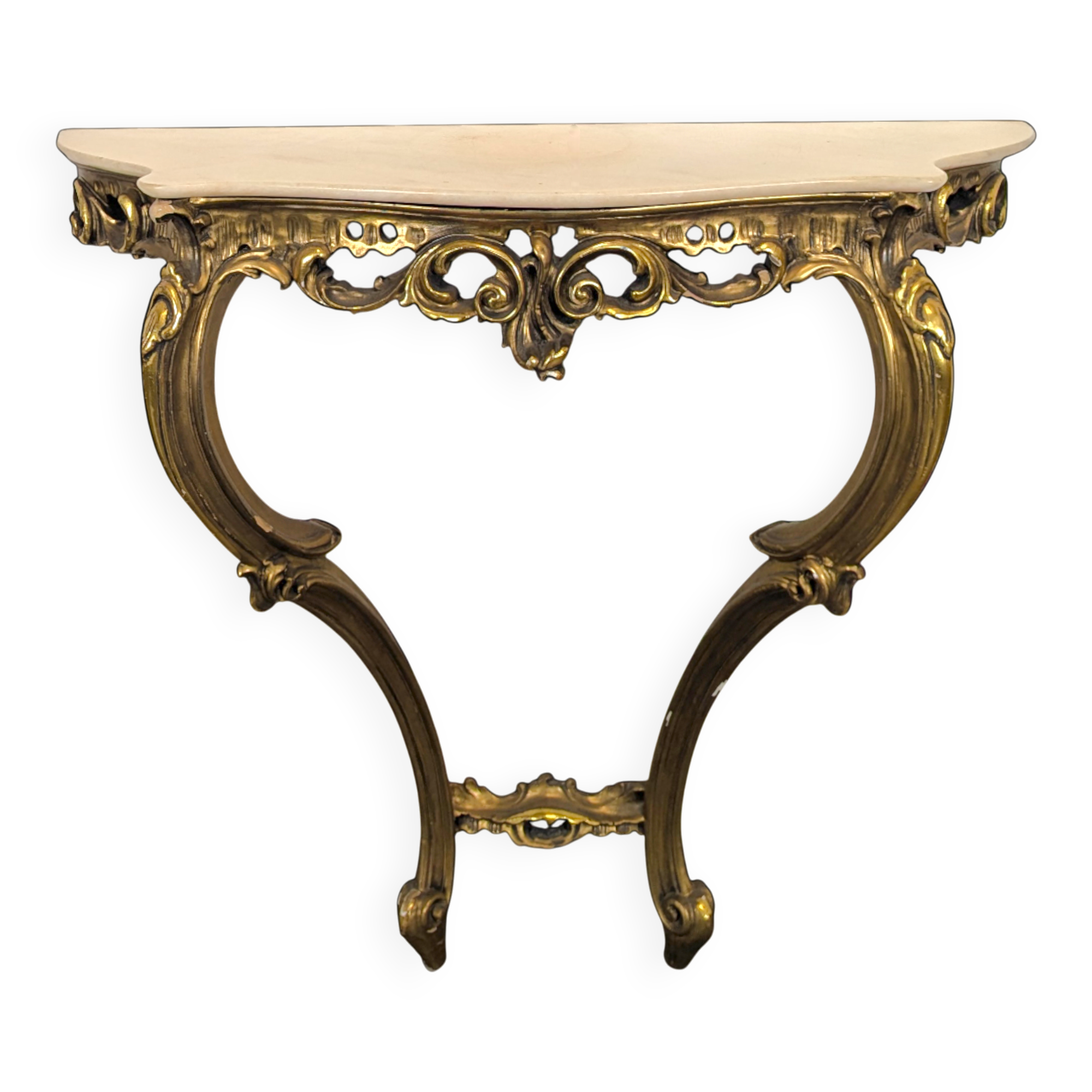 Golden wooden console in Louis XV style