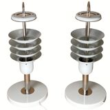 Pair danish scandinavian space age architectural table lamps