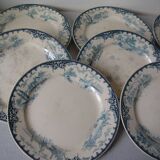 Lot de 8 anciennes grandes assiettes Dépôt E. Bourgeois Paris en faïence 23 cm