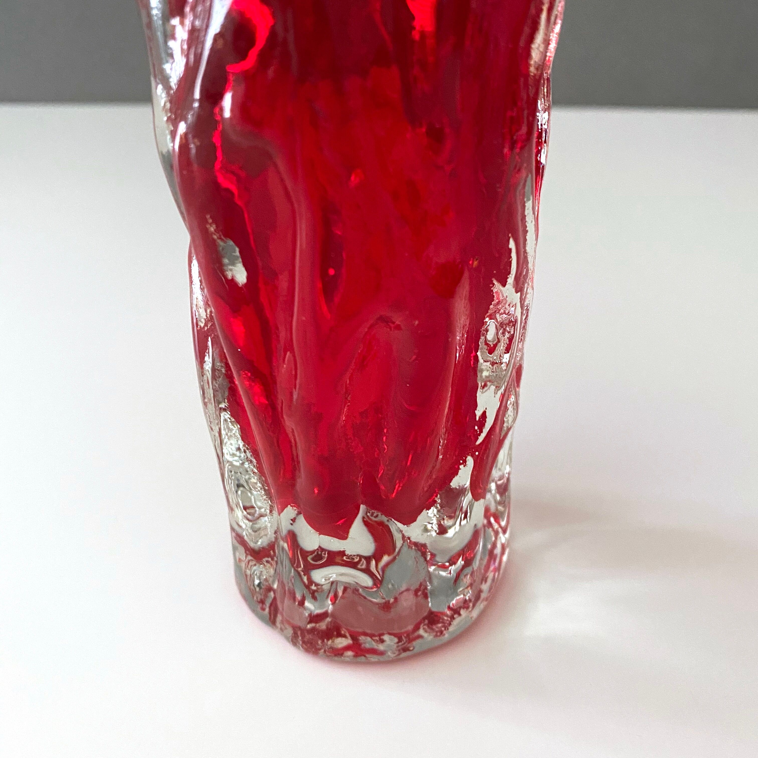 Rock crystal glass vase, Ingrid Glas Germany, 70's