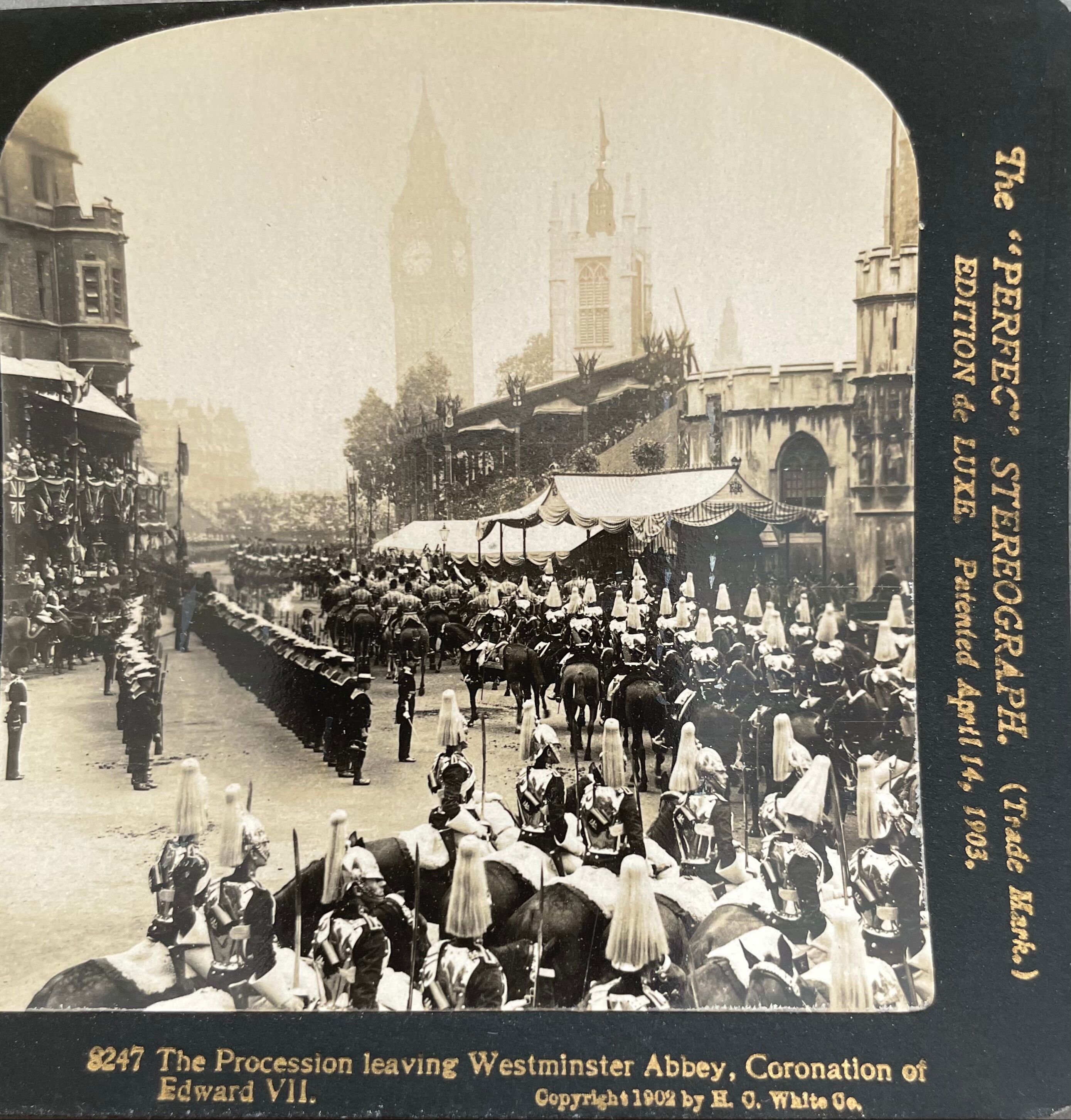 Old photography stereo, stereograph, luxury albumine 1903 Coronation Edward VII