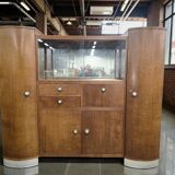 vintage XL art déco grande armoire en bois / bar / vitrine
