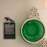 Pair of tin cups and glass