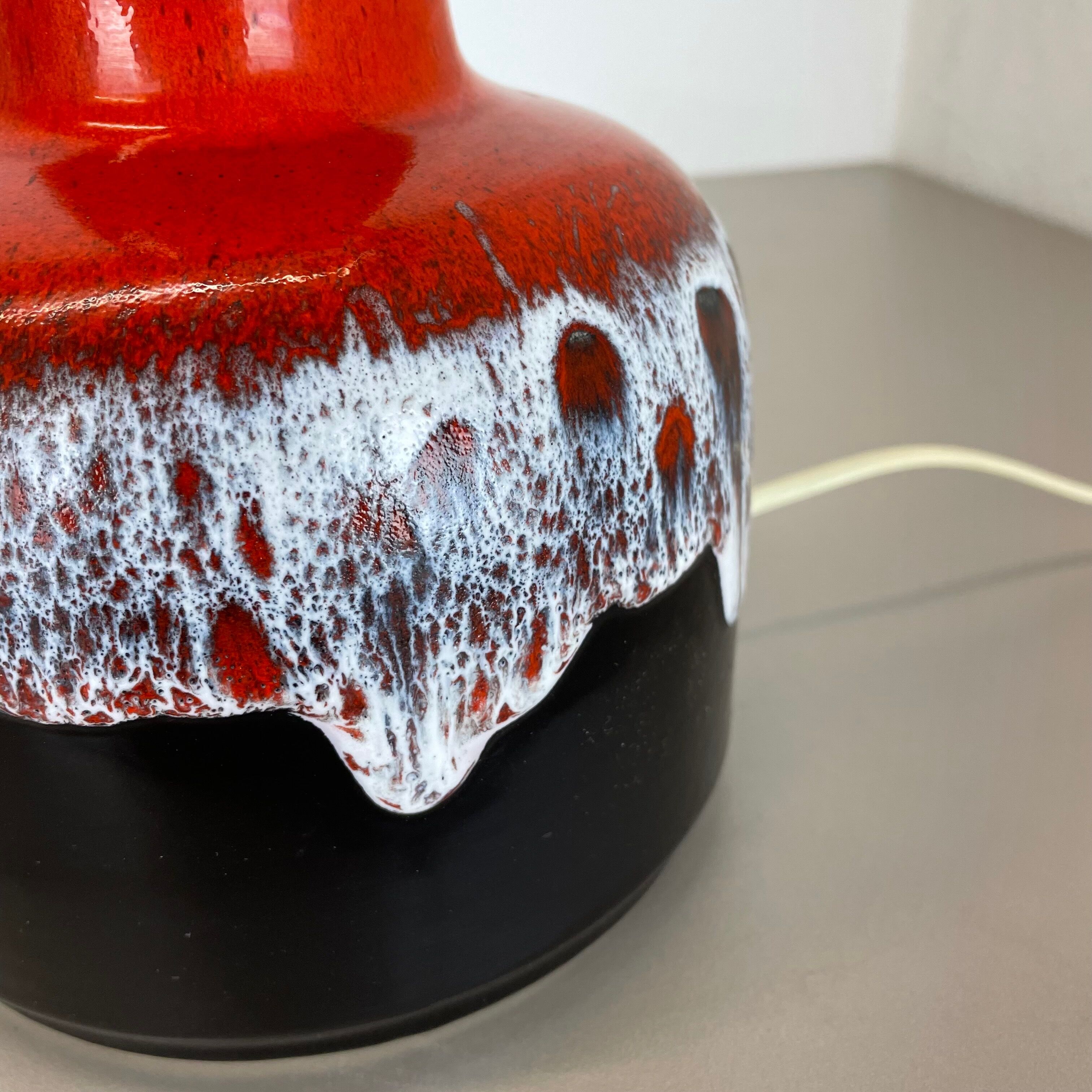 Super Colorful Fat Lava Pottery Table Light Base by Jasba Ceramics Germany 1970s