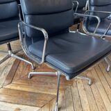 EA208 armchair in dark gray/asphalt Soft Pad leather by Charles & Ray Eames, Vitra for H. Miller