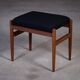 Vintage Teak Stool with Black Fabric, 1960s