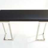 Black lacquered console and chrome Guy Lefevre for Maison Jansen 1970