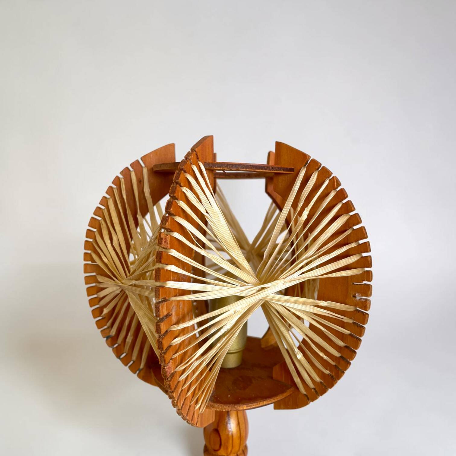Pair of mid century wooden table lamps