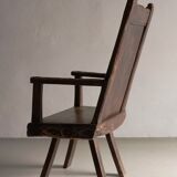 Antique primitive carved oak arm chair, Belgium