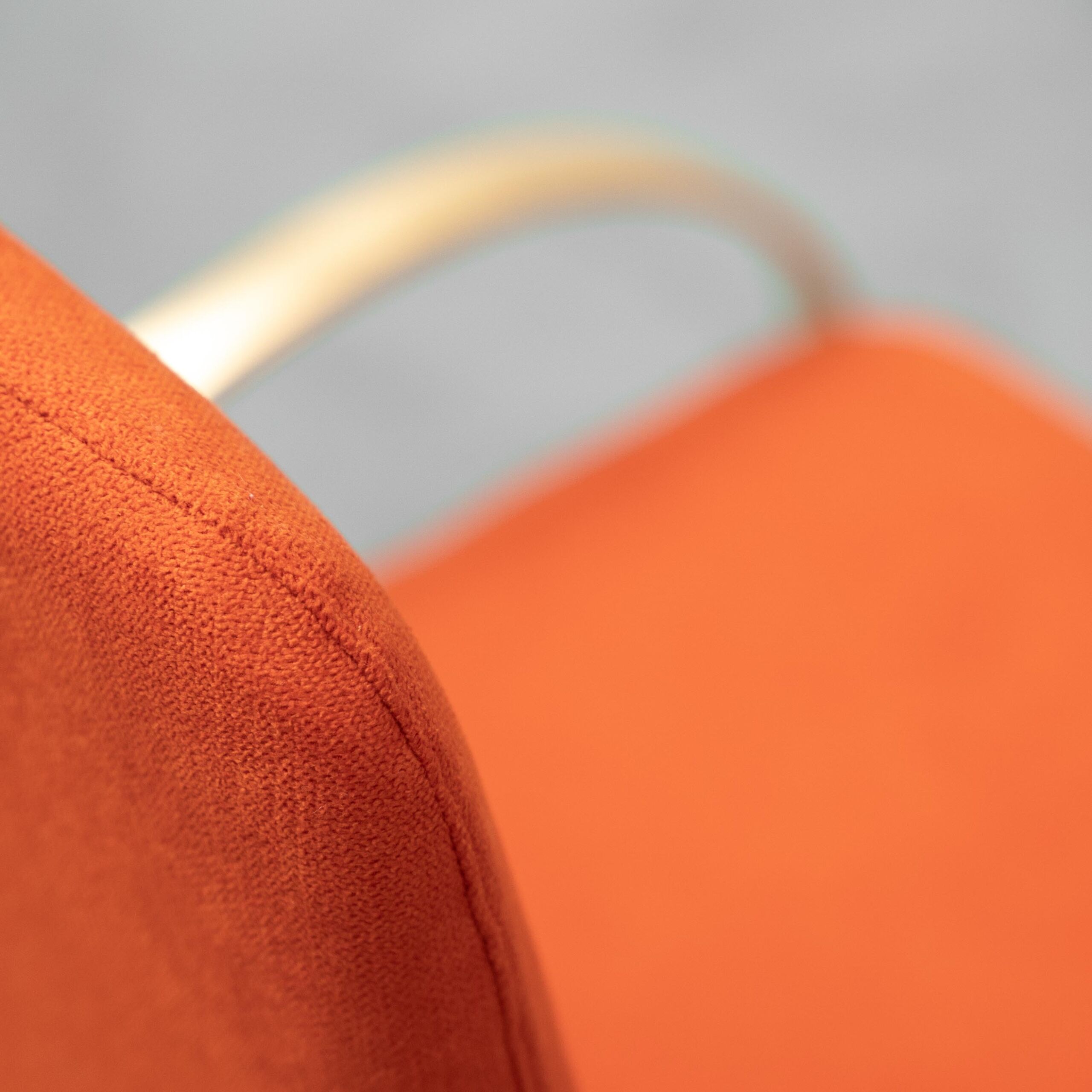 Set of 4 vintage golden metal and orange fabric chairs, 1970s modernist