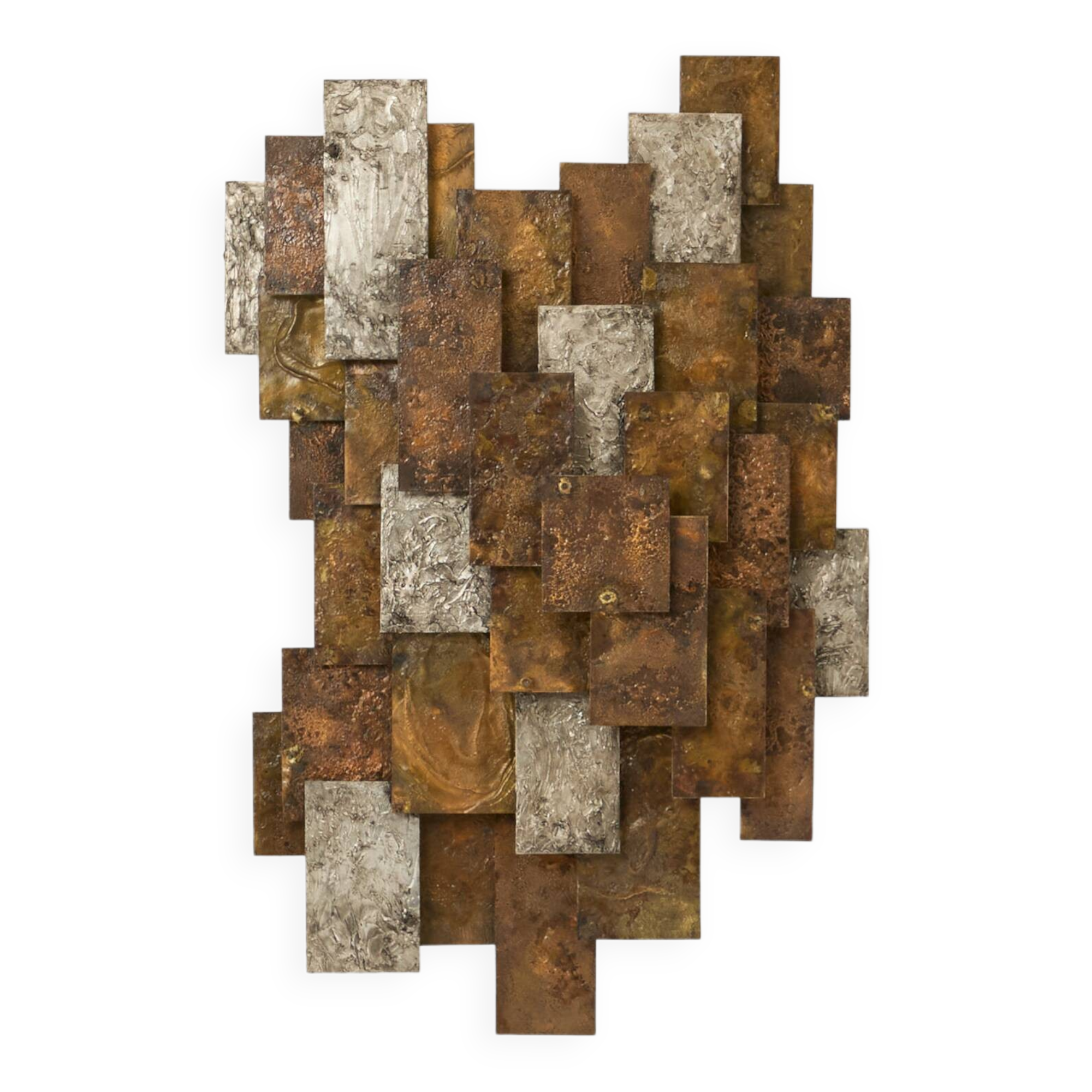 Auguste fix sculpture applique métal patiné vers 1970
