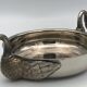 Cut vintage pocket tray in silver metal, swan-shaped handles