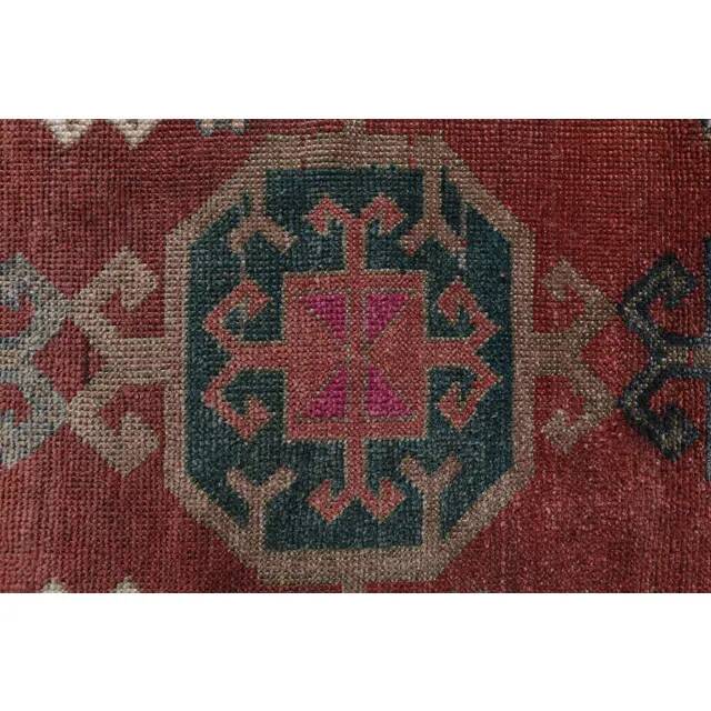 1970s Vintage Turkish Hand-Knotted Wool Cotton Red Runner Rug 90x390