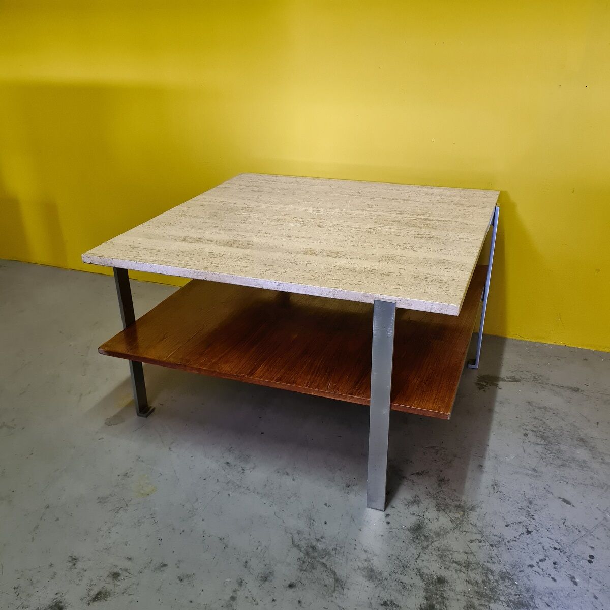 Vintage coffee table with travertine top, 1960s.