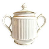 Pot à sucre, bocal en porcelaine blanche et dorée