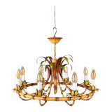 Italian metal chandelier in bamboo imitation, 1960s
