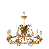 Lustre italien en métal imitant le bambou, 1960