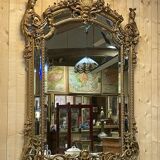 Large Louis XV style mirror with side panels, late 19th century