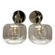Pair of vintage smoked glass wall lights