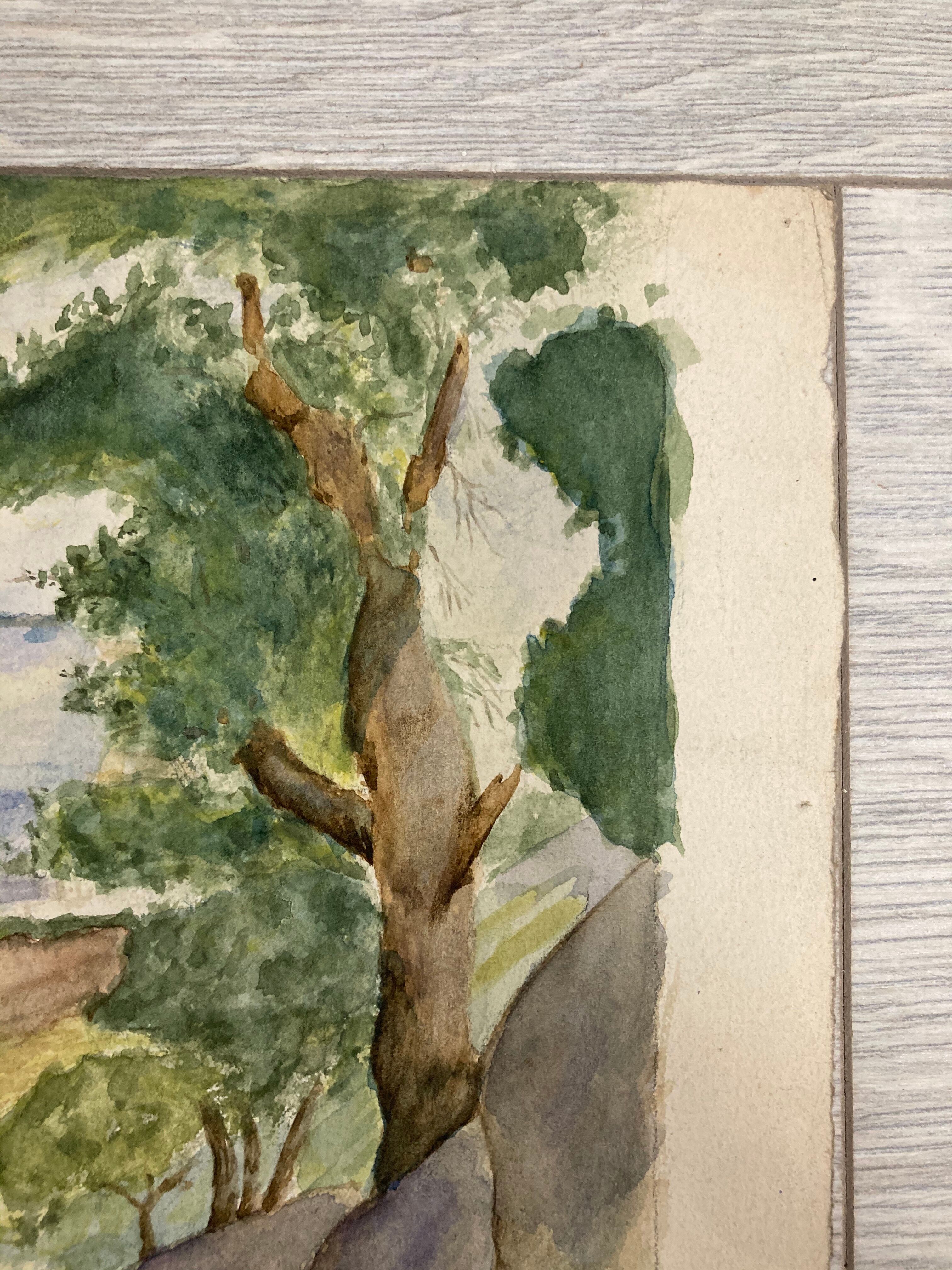 Aquarelle paysage vintage