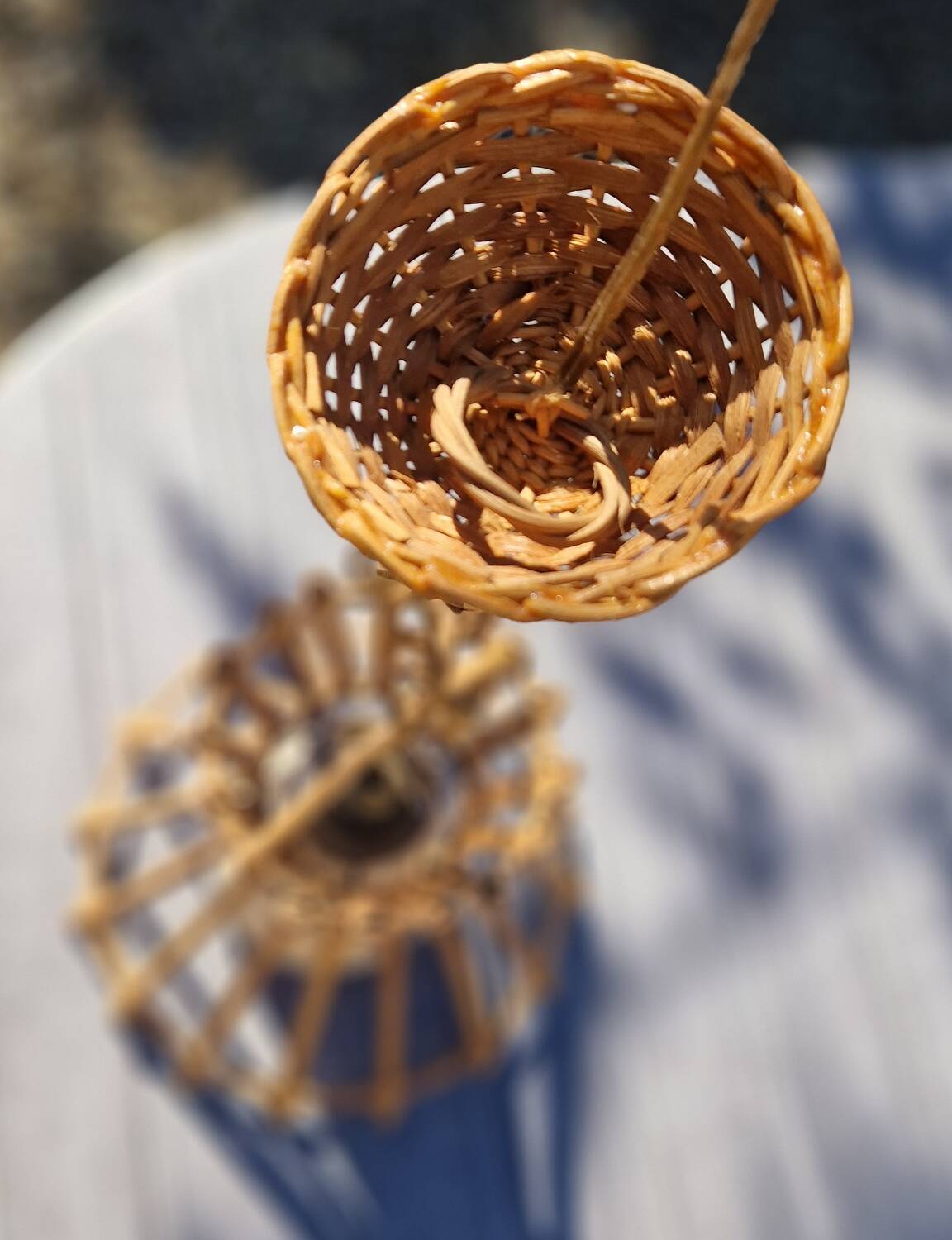 70s wicker chandelier pendant light