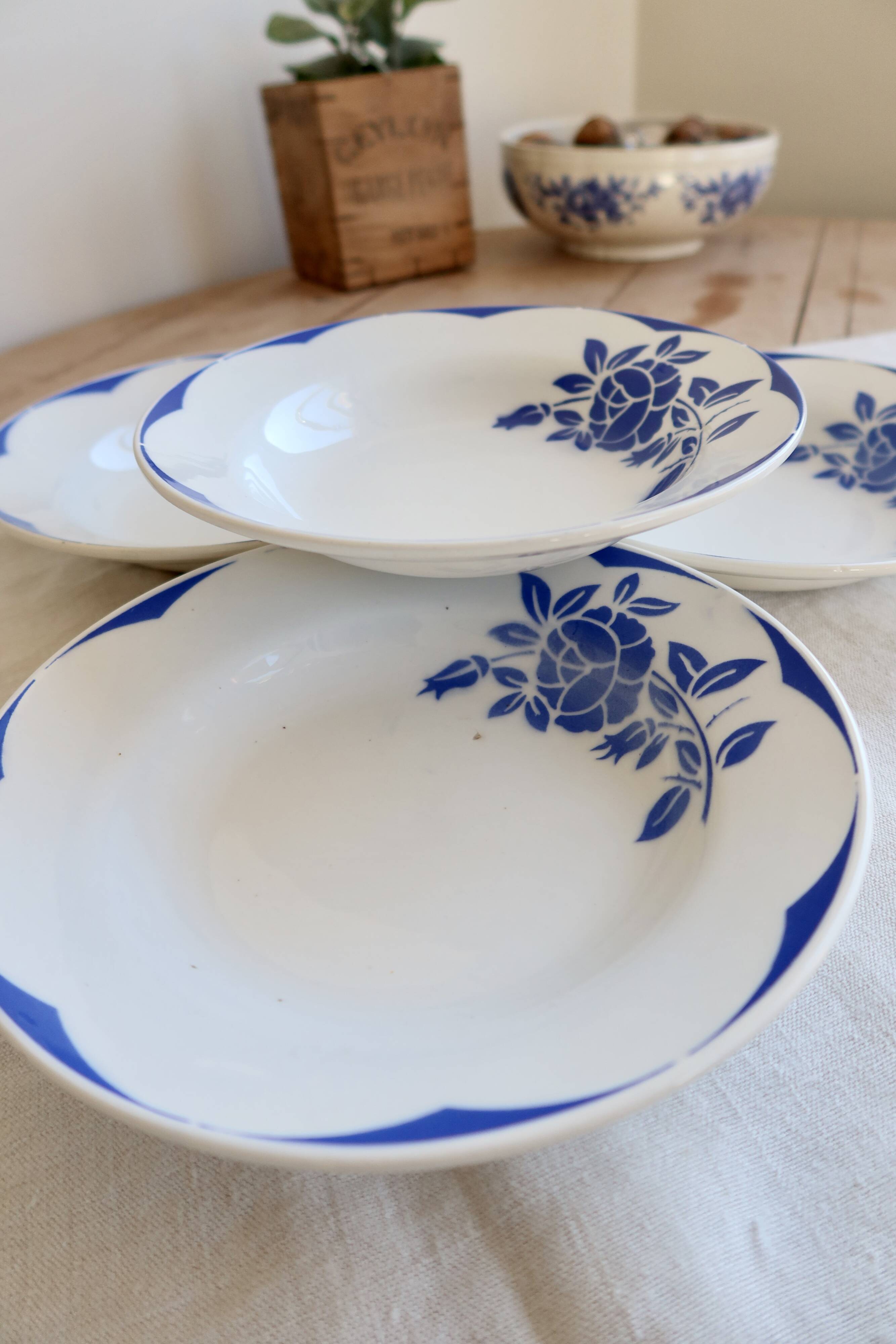 4 vintage deep plates Digoin Sarreguemines Corsica
