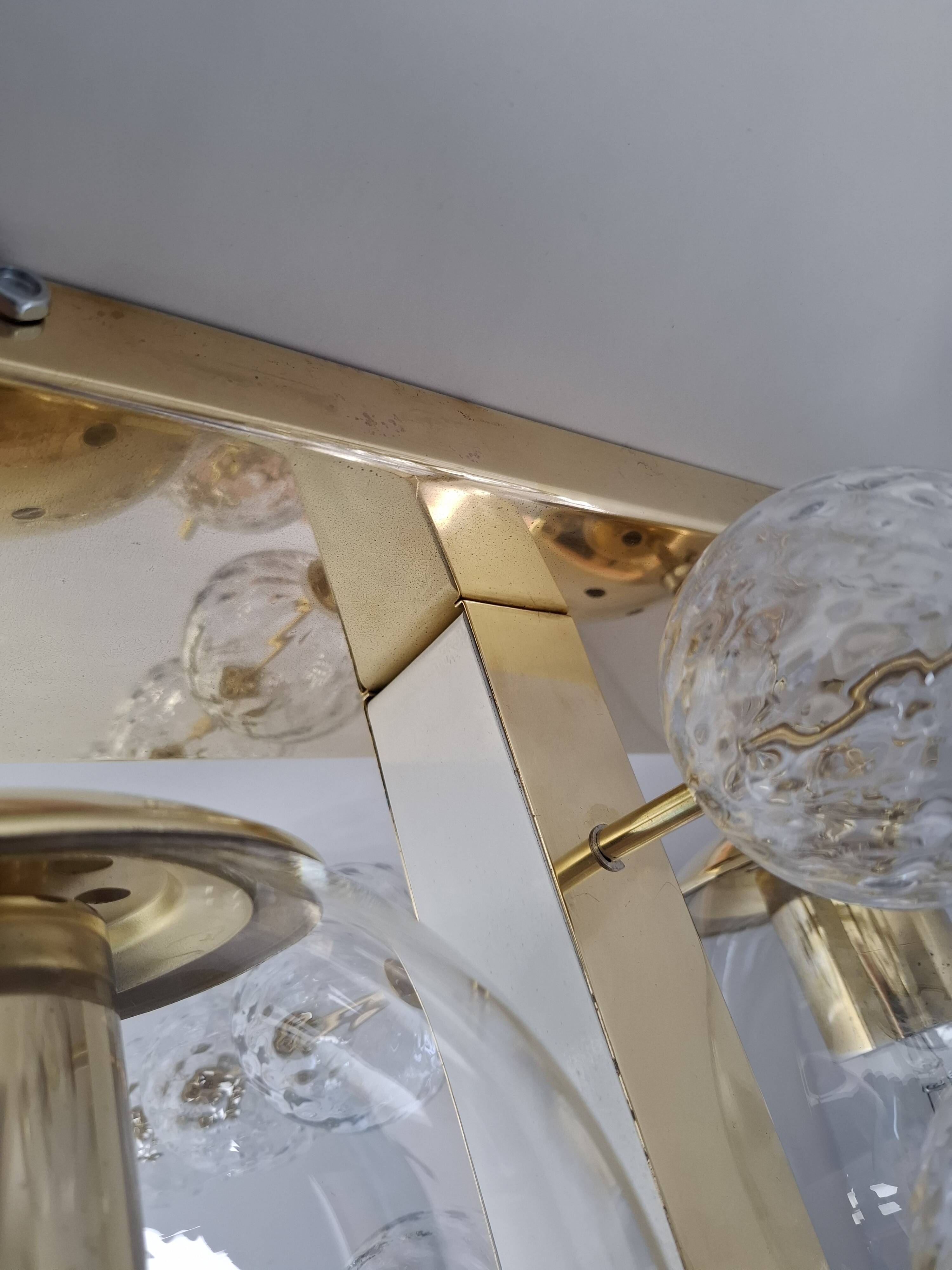 Applique murale tchèque en laiton et verre du milieu du siècle, par Kamenický Šenov, années 1970