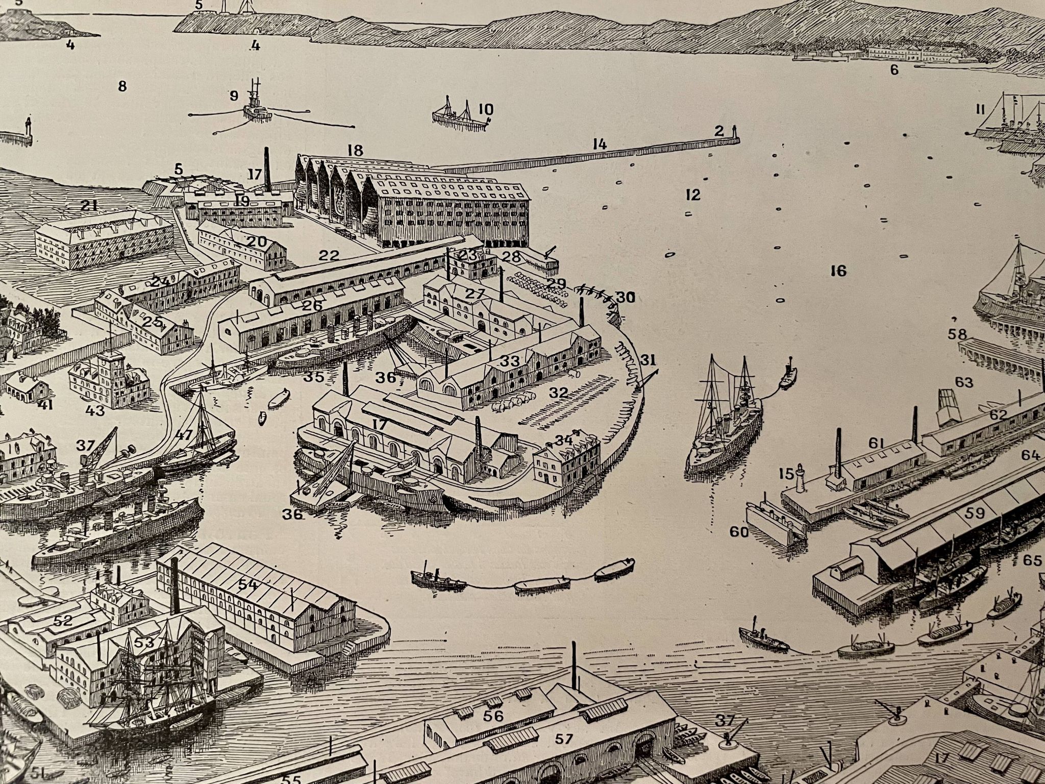 Lot de 2 lithographies sur les ports de 1897