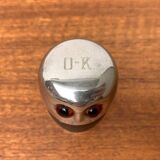 Set of 5 metal shot glasses in German owl style from the mid-century, 1960s.