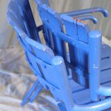 Pair of ultramarine blue garden or patio armchairs