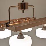 Arlus chandelier with 6 lights in opaline and brass from the 60s/70s