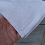 Set of 6 old 1900 napkins in white damask linen with hand-embroidered monogram