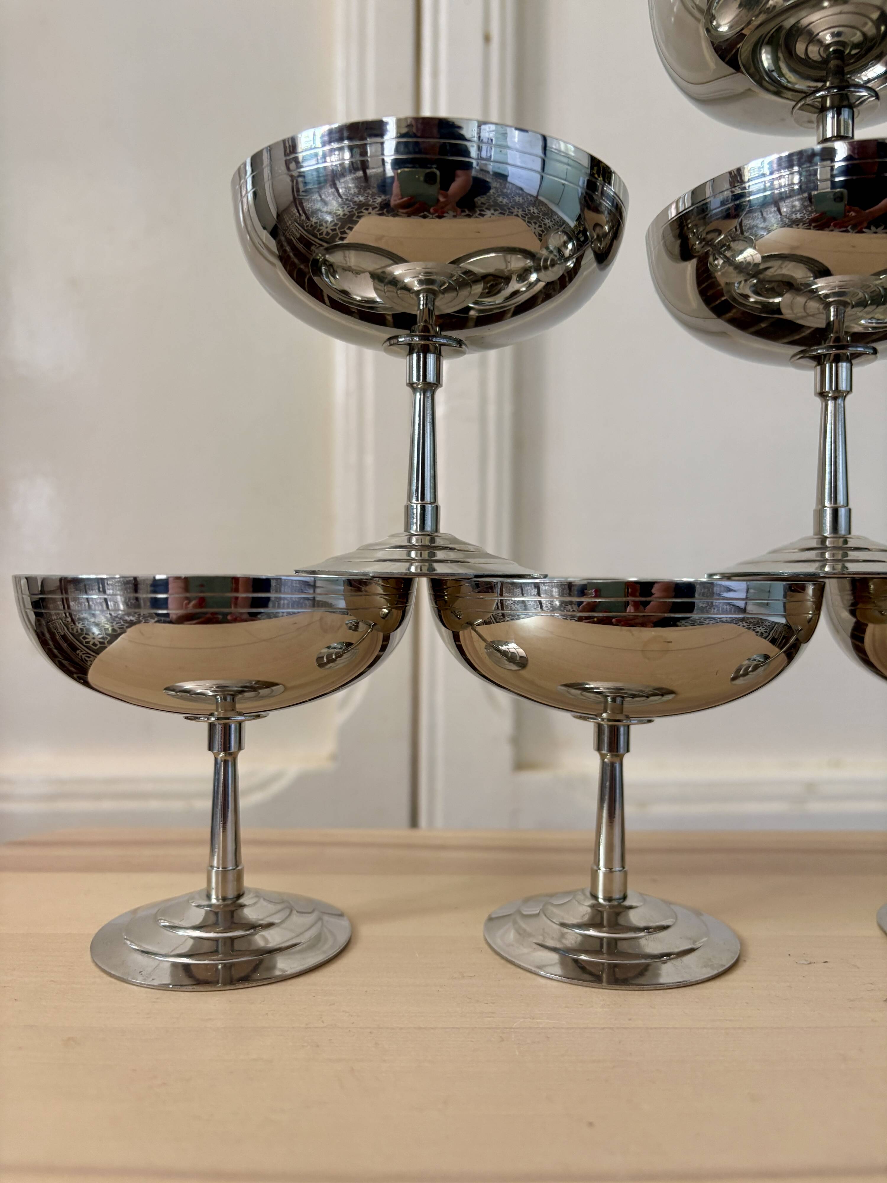 Lot de 6 coupes vintage en inox