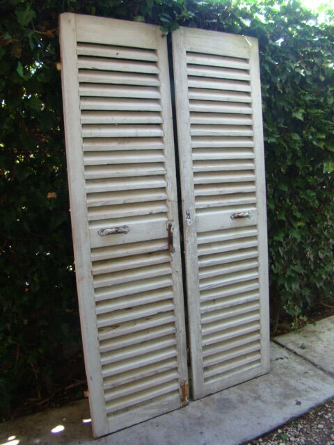 Old wooden slatted shutters