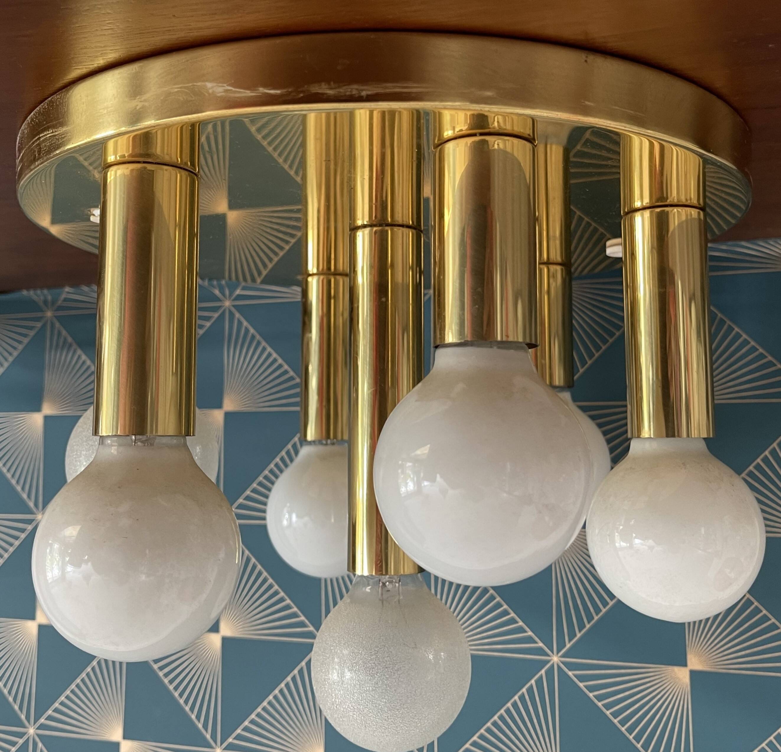 Suspension Art Déco laiton, par Sölken, 1970