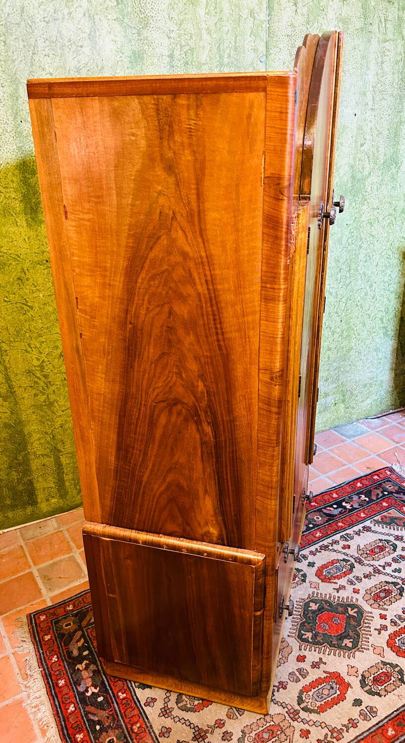 Art decó vintage Brocante burr walnut compactum wardrobe 1920-1930