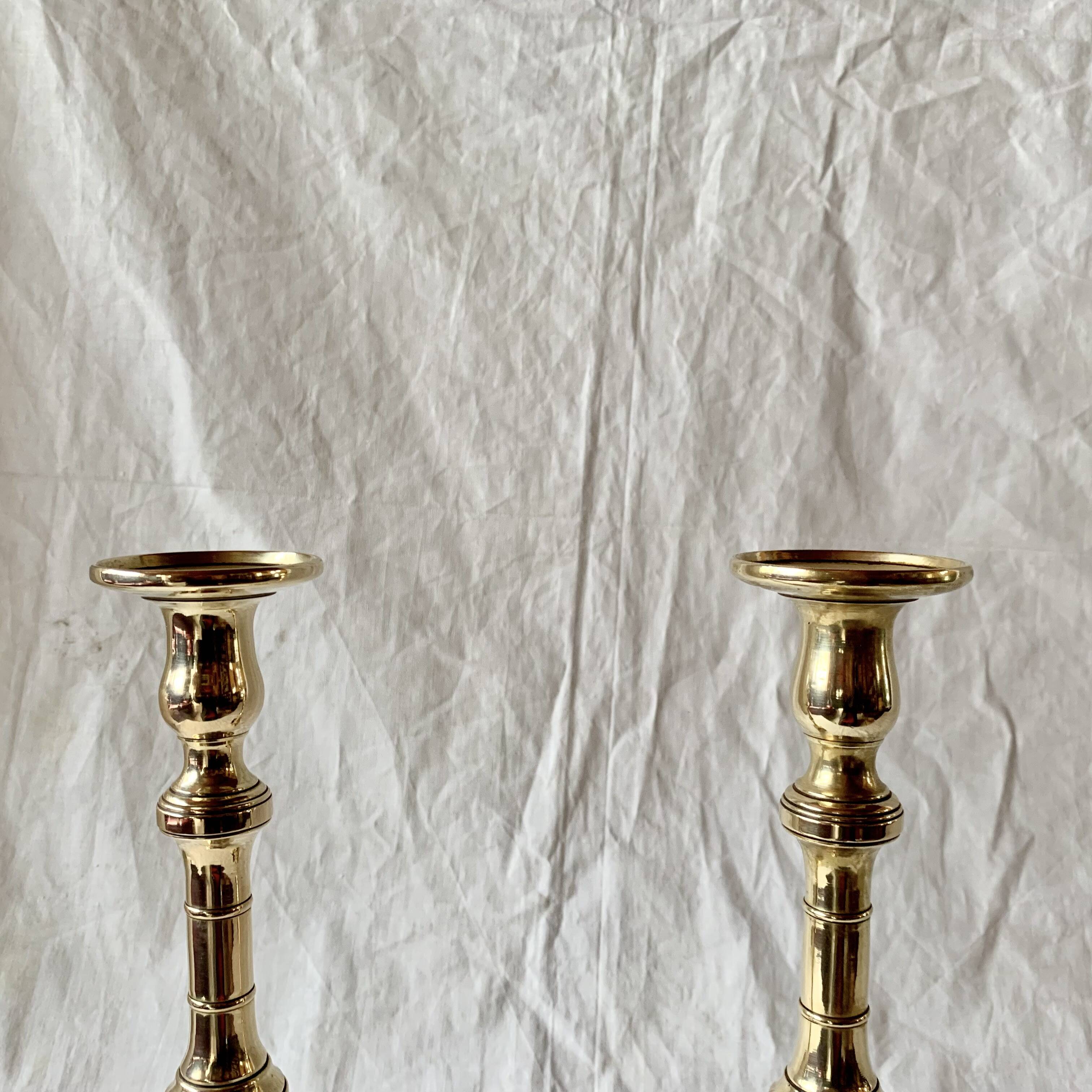 Pair of antique brass candlesticks