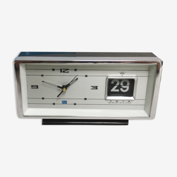 Vintage mechanical alarm clock NEW - Daimond , Roller Calendar . space age