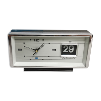 Vintage mechanical alarm clock NEW - Daimond , Roller Calendar . space age